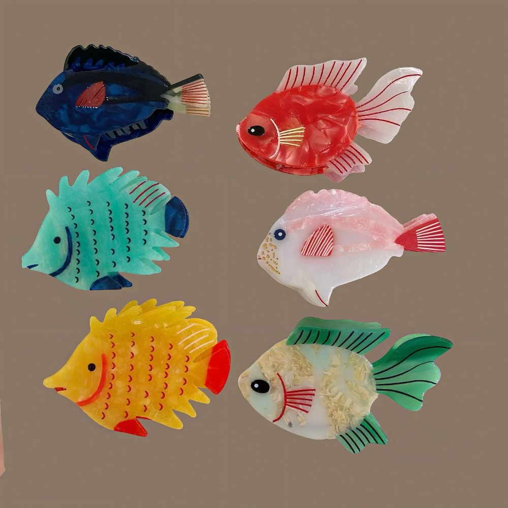 金魚アセテート海洋動物ヘアクローカラフルな幾何学模様海洋生物 - Korean Women Lifestyle のレビューと価格