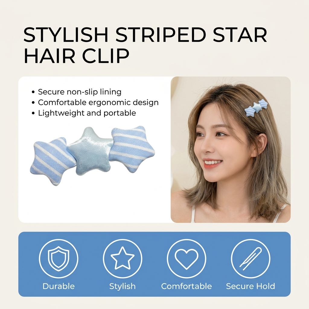 かわいい星型のヘアクリップ女性のための韓国スタイル生地五芒星 - Korean Girl Lifestyle のレビューと価格