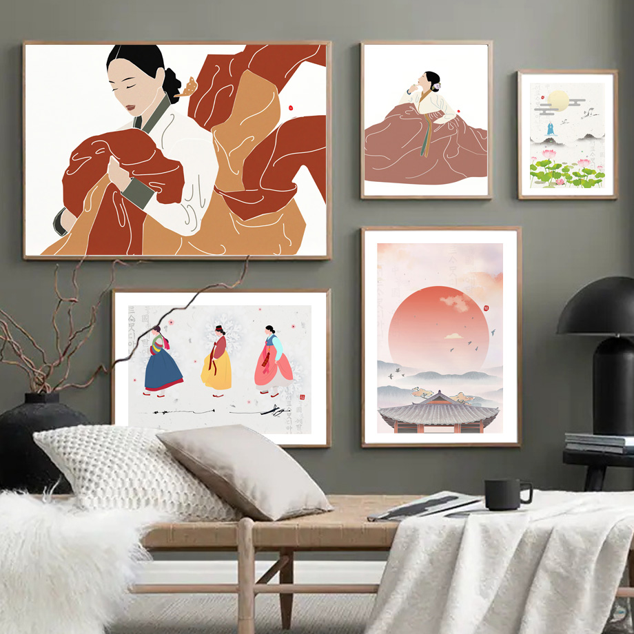韓国スタイル自由奔放に生きる韓服少女アジアの壁アート美学プリ - Modern Korean Lifestyle のレビューと価格