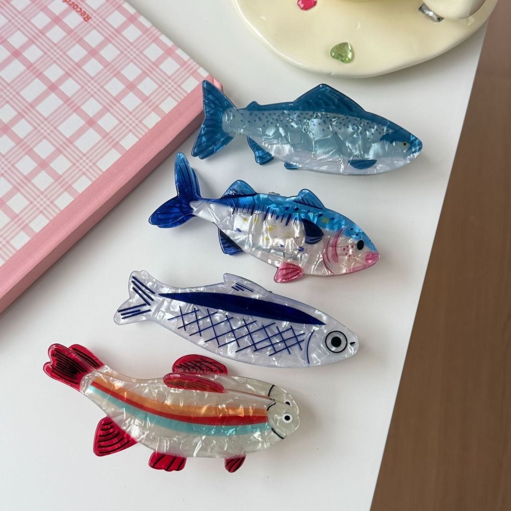 4個入りヘアピン 海洋動物ヘアクロー PVC金魚 海洋生物  - Korean Women Lifestyle のレビューと価格